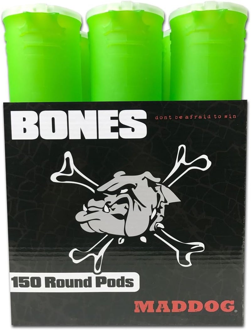 MAddog 150 Round Bones Paintball Pods | Durable Quick Reload Tubes for Tournament and Recreational Speedball Woodsball | 6 Pack - Image 1